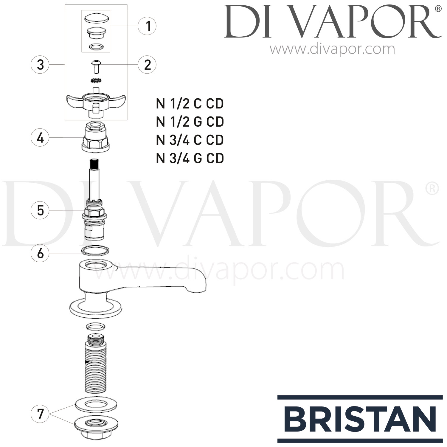 Bristan N 3/4 G CD 1901 Bath Taps Gold Spare Parts